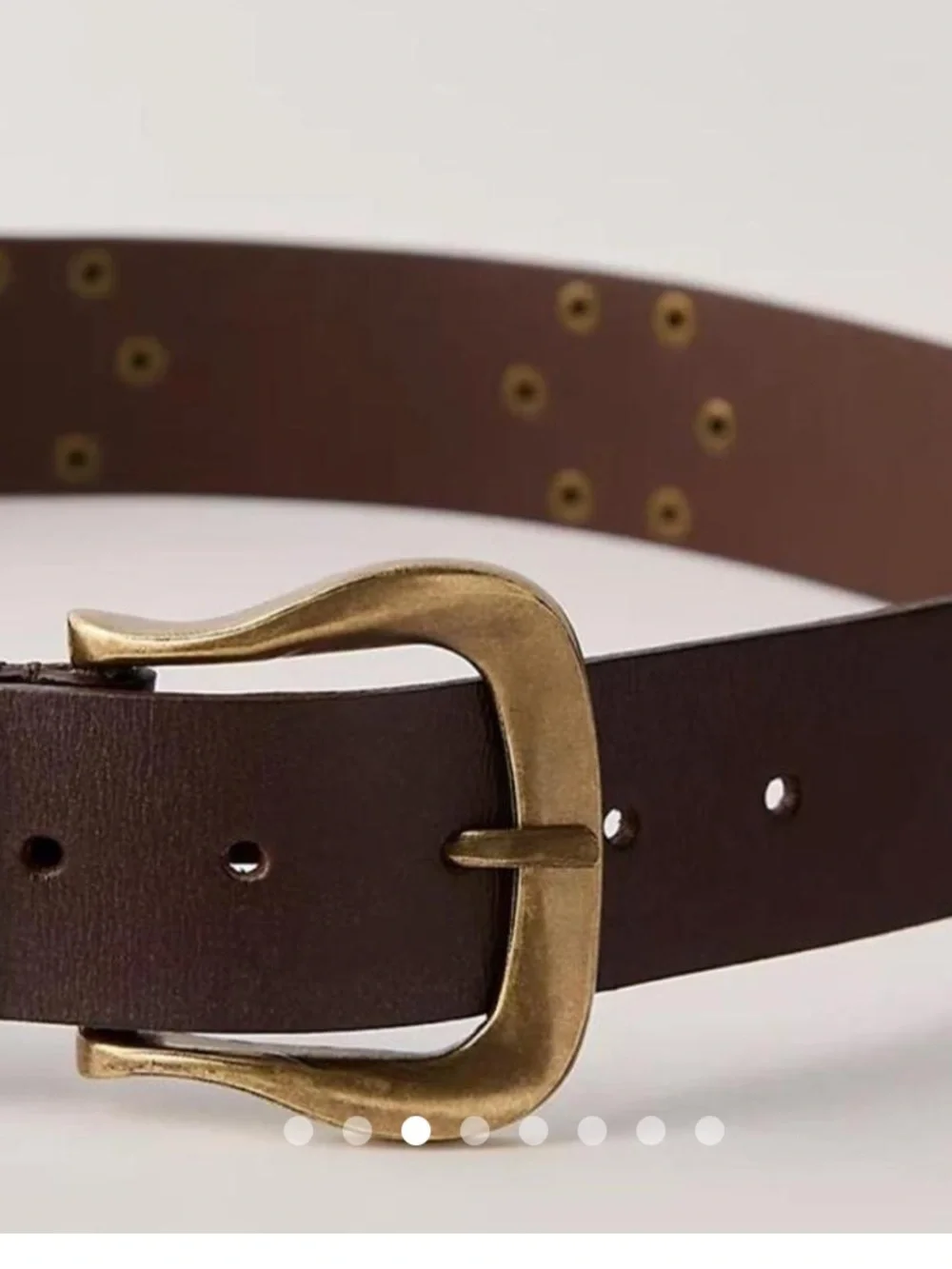 Free People Dark Brown Leather Belt with Brass Buckle